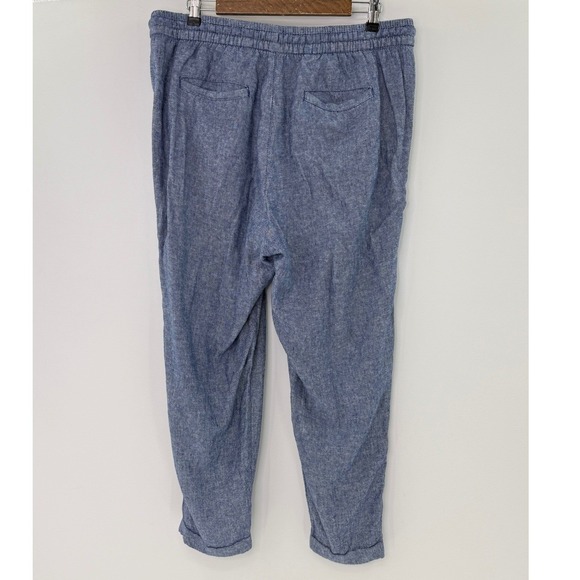 Old Navy Womens Linen Blend Jogger Pants Blue Heathered Drawstring Large - Picture 2 of 9